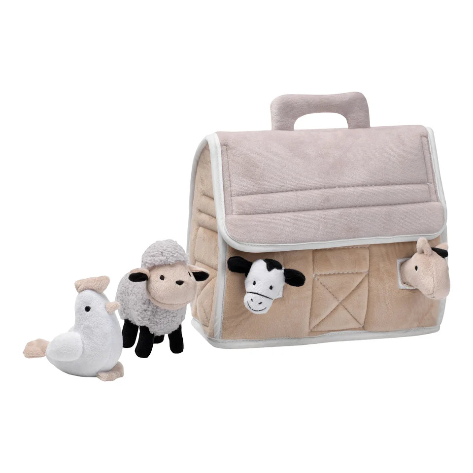 Baby Farm Plush Barn with 4 Stuffed Animals