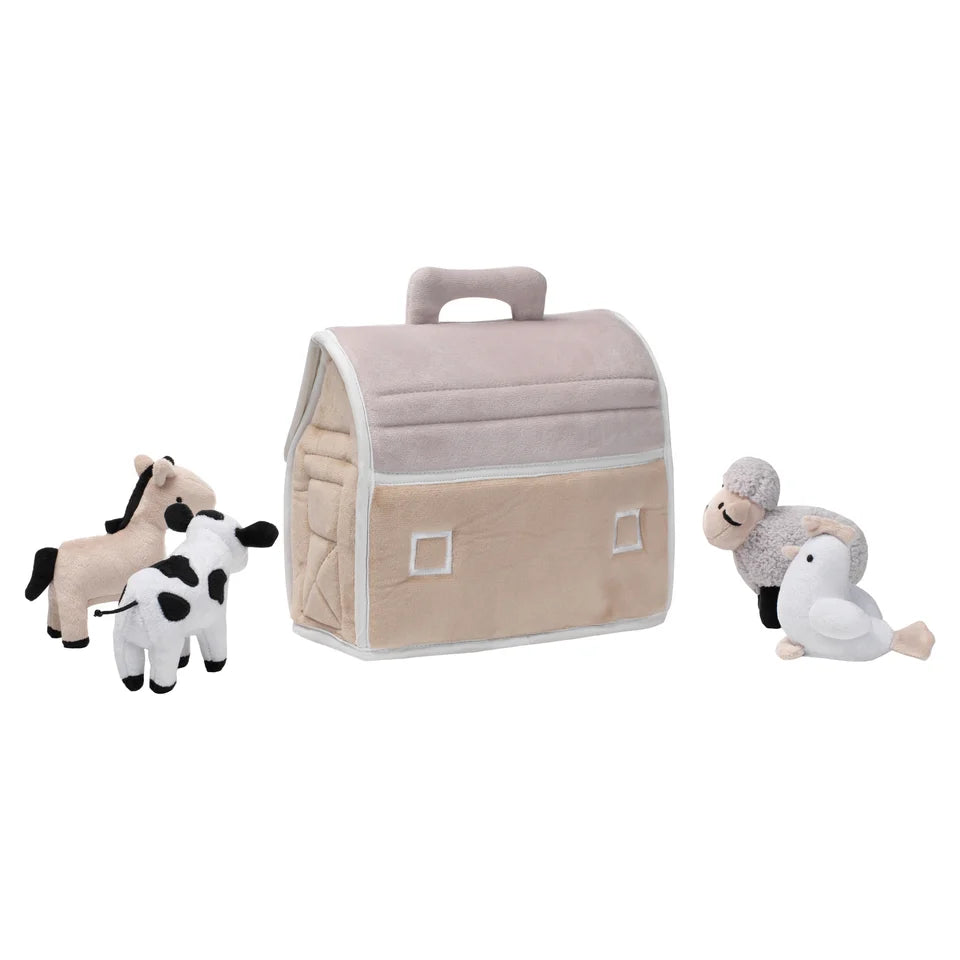 Baby Farm Plush Barn with 4 Stuffed Animals