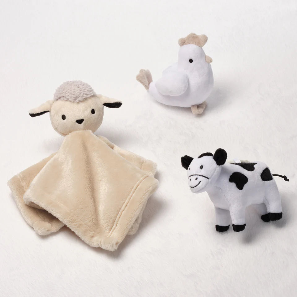 Farm 3-Piece Baby Gift Set – Sheep, Cow & Chicken
