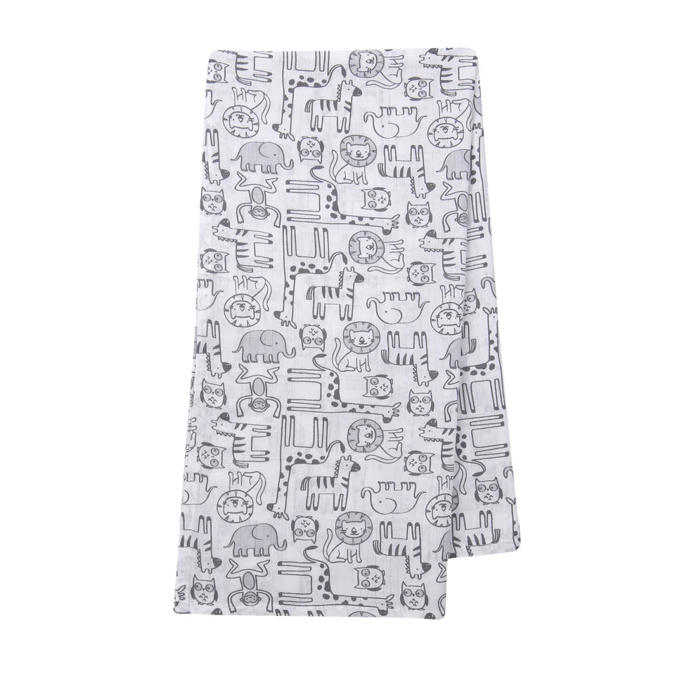 5 Piece Gray & White Baby Gift Set with Swaddle