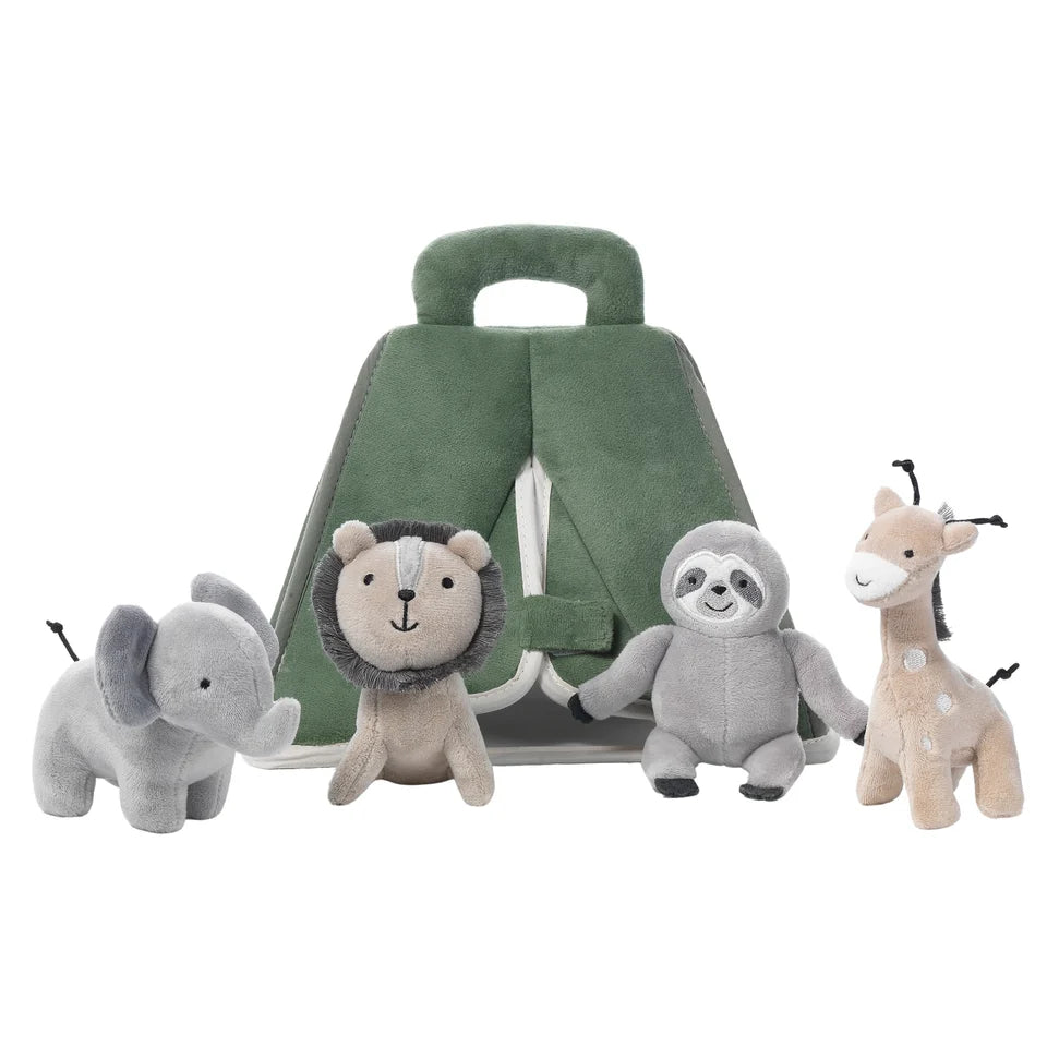 Interactive Plush Safari Tent with Stuffed Animals