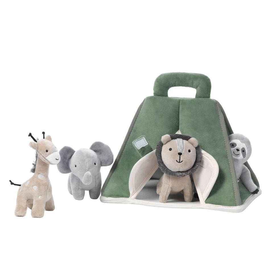 Interactive Plush Safari Tent with Stuffed Animals