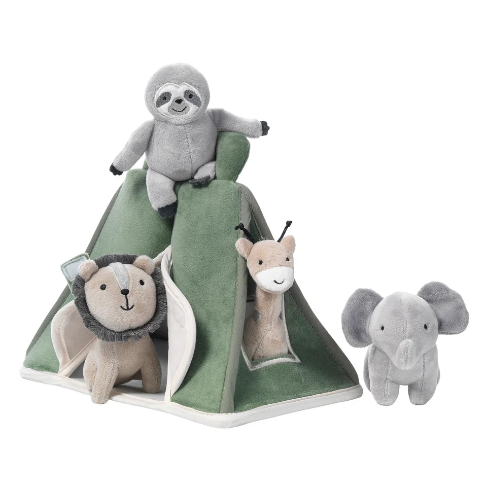Interactive Plush Safari Tent with Stuffed Animals