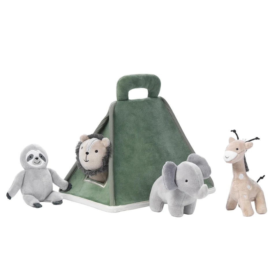 Interactive Plush Safari Tent with Stuffed Animals