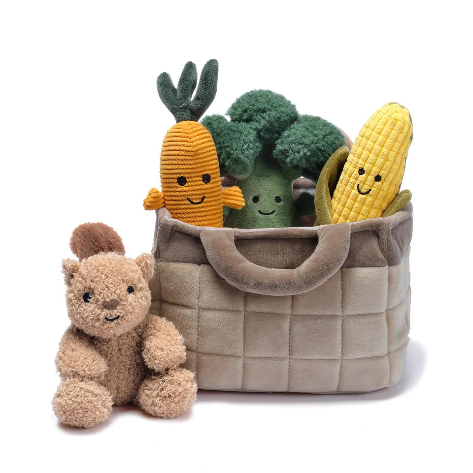 Plush Veggie Basket Interactive Play Set