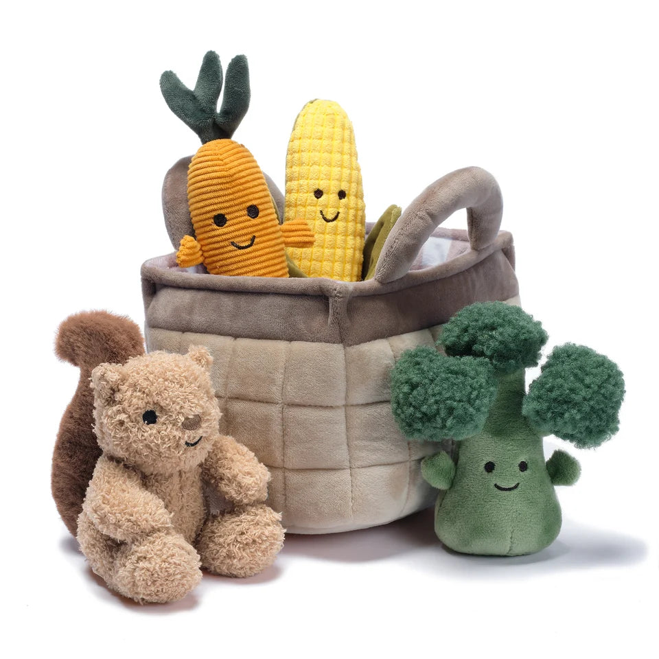 Plush Veggie Basket Interactive Play Set