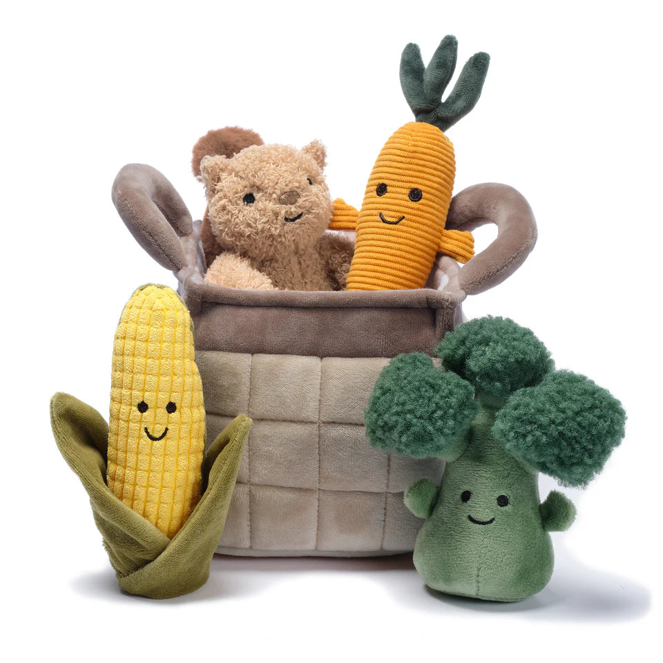 Plush Veggie Basket Interactive Play Set